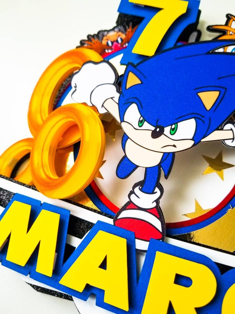 Hedgehog Cake Topper, Hedgehog Sonic party decor, Sonic banner and cake topper