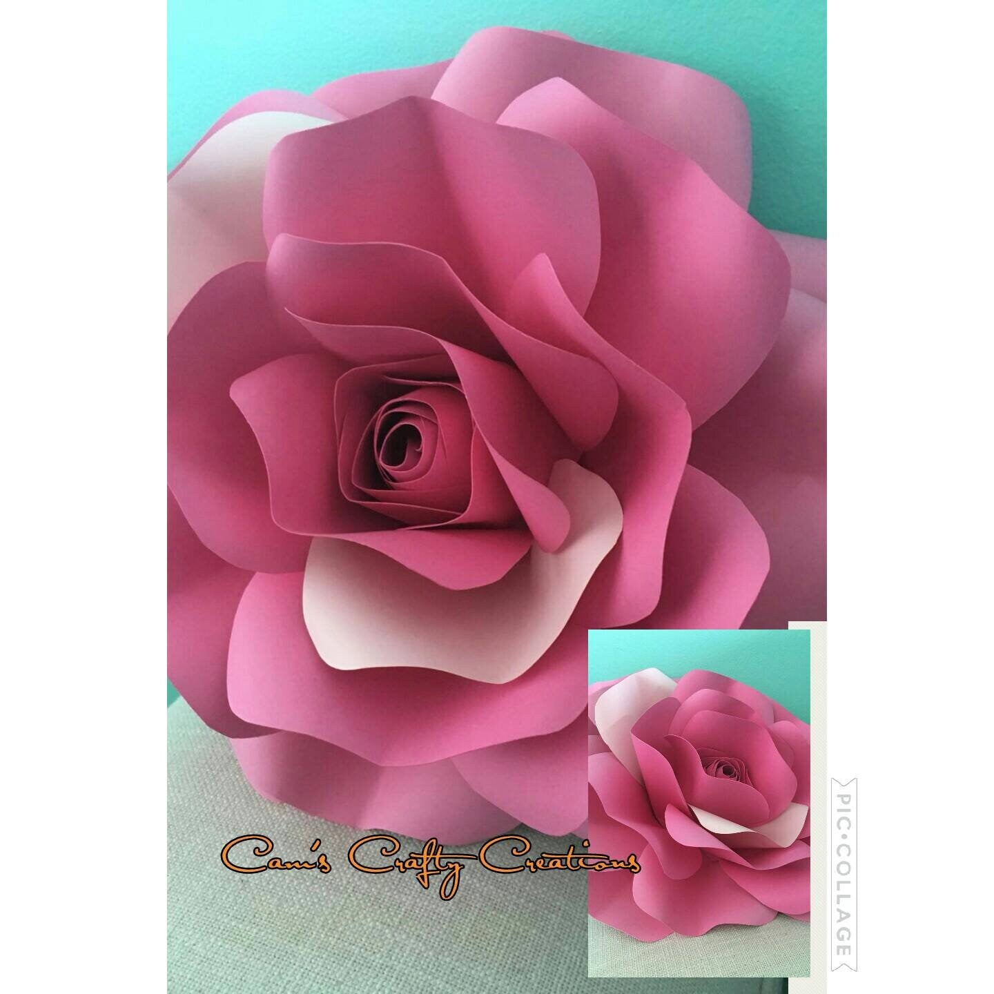 Cam's signature Large Rose, paper flower, paper flower template, diy