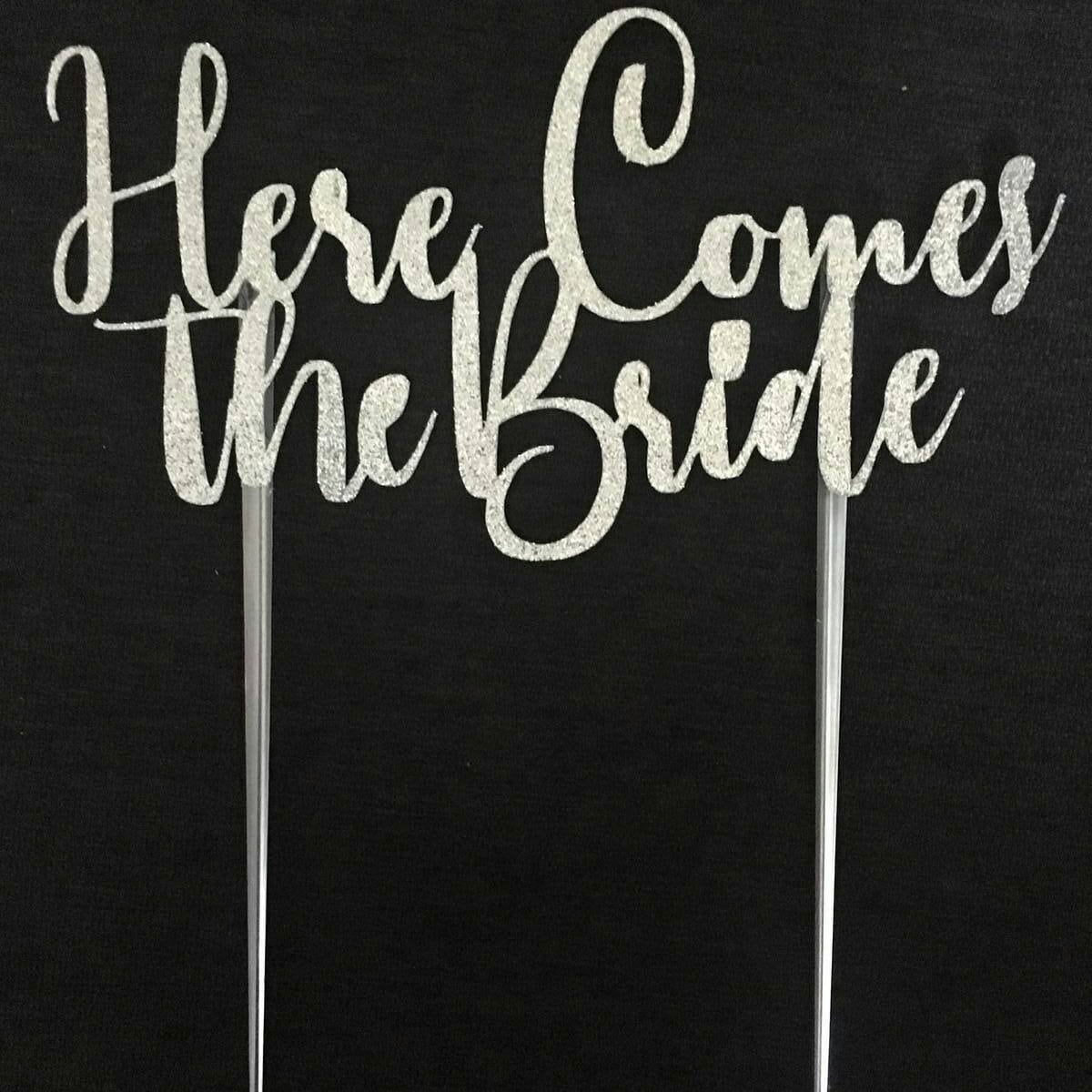 Here Comes the Bride Cake Topper, bridal shower cake topper, bridal party cake topper