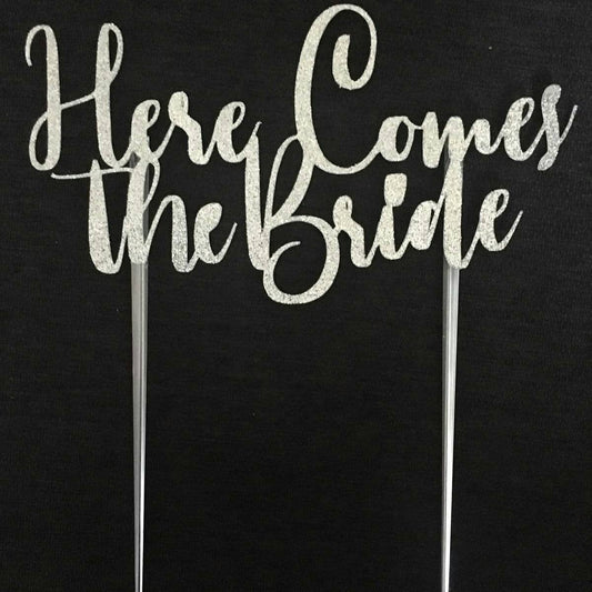 Here Comes the Bride Cake Topper, bridal shower cake topper, bridal party cake topper
