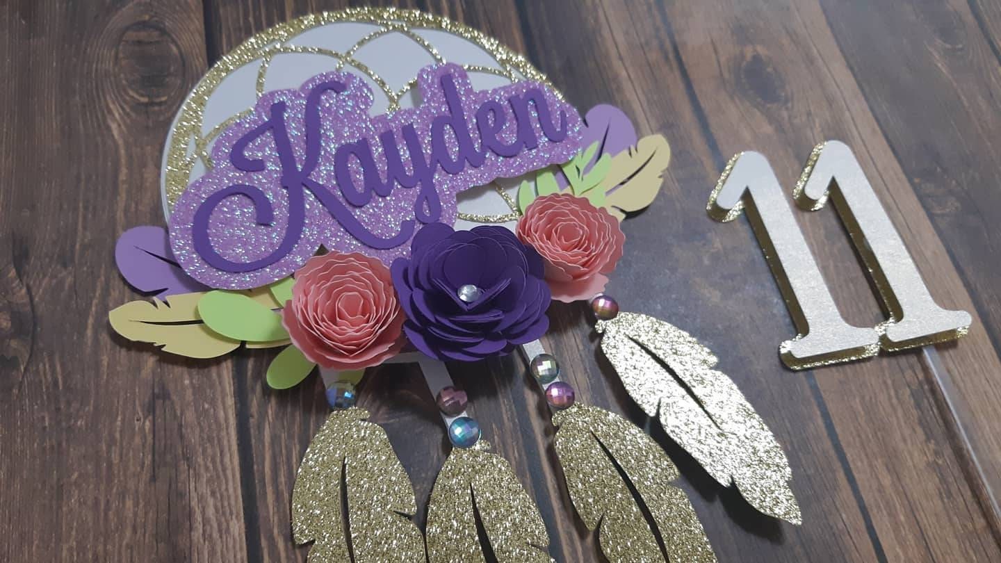 Dream catcher cake topper, dreamcatcher, cake topper, paper dream catcher, wild one