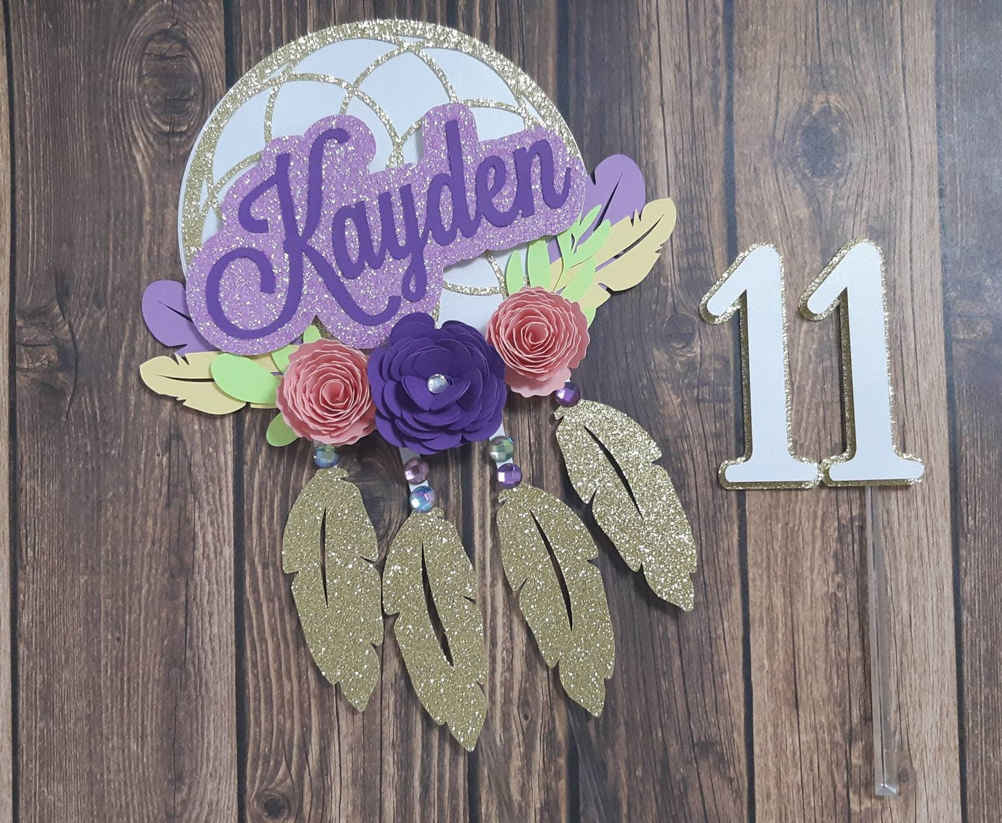 Dream catcher cake topper, dreamcatcher, cake topper, paper dream catcher, wild one