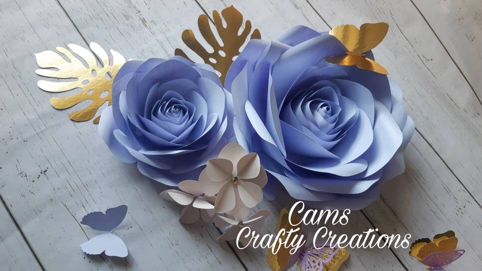 5 Piece Paper Rose Set, Nursery decor, Wall decor, Girl Room Decor, blush and lilac, Paper Flowers, Baby Room Decor