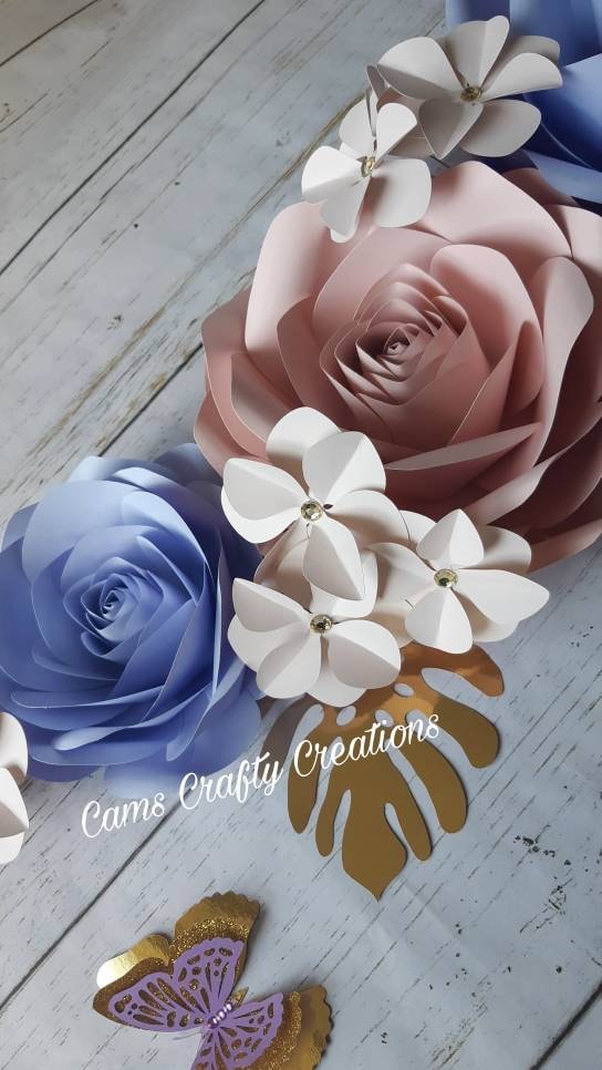 5 Piece Paper Rose Set, Nursery decor, Wall decor, Girl Room Decor, blush and lilac, Paper Flowers, Baby Room Decor