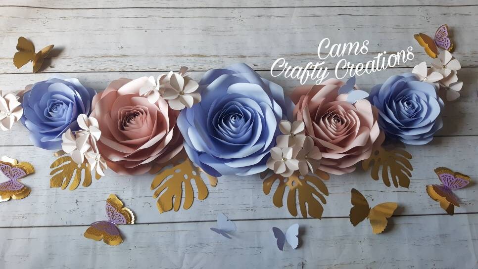 5 Piece Paper Rose Set, Nursery decor, Wall decor, Girl Room Decor, blush and lilac, Paper Flowers, Baby Room Decor