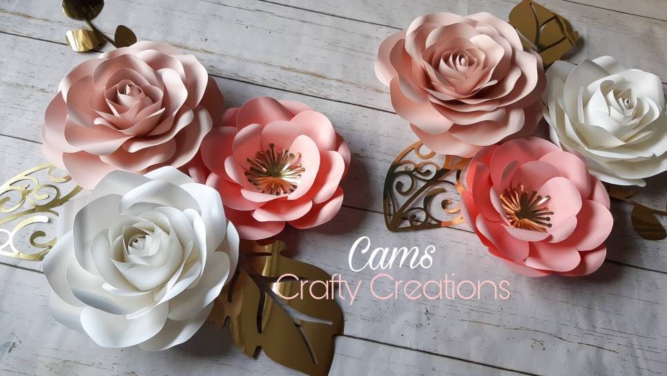 Set of 6 Rose and Blush Paper Flowers, Nursery Wall Décor, Wall Flowers, Girly Room Décor, Baby Room Décor, Makeup Room Decor
