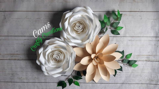 Cream n' White paper flowers, cream wall decor, white wall decor, pastel color wall art, baby nursery decor, wedding decor.