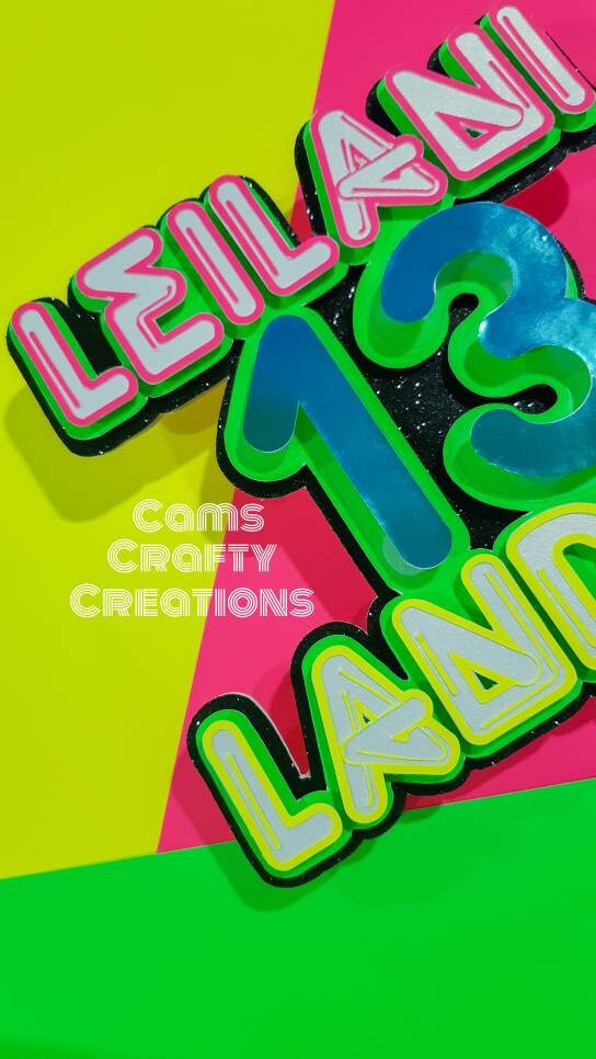 Glow stick theme party cake topper