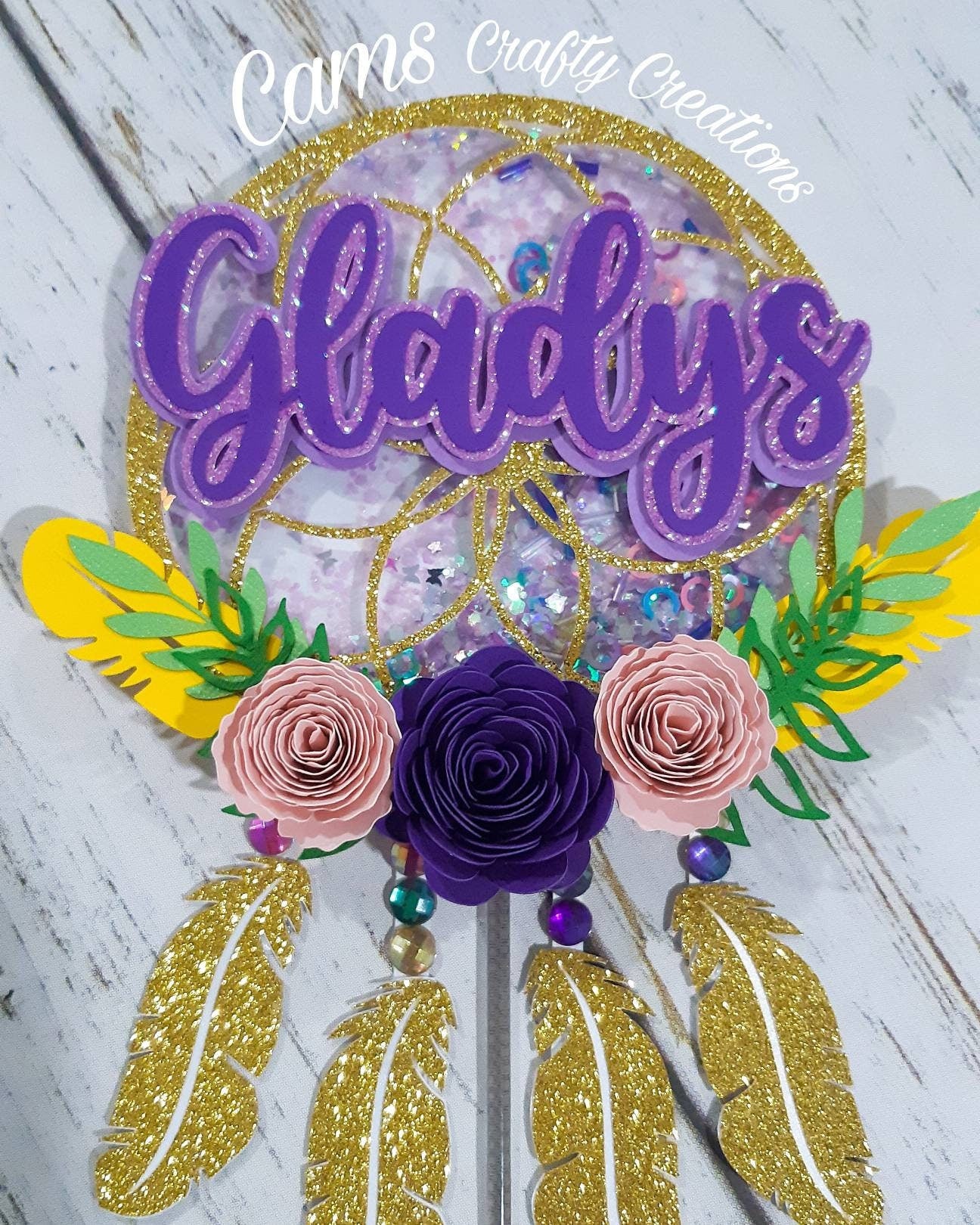 Dream catcher cake topper, dreamcatcher, cake topper, paper dream catcher, wild one