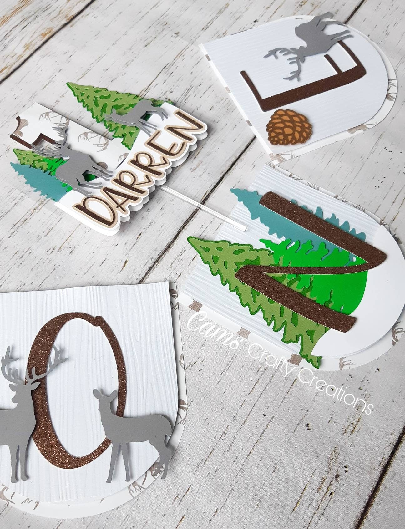 Woodland theme highchair and cake topper