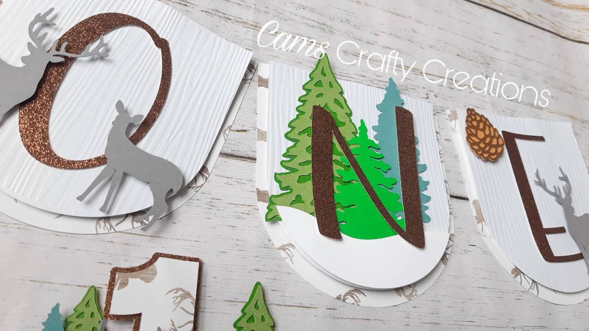 Woodland theme highchair and cake topper