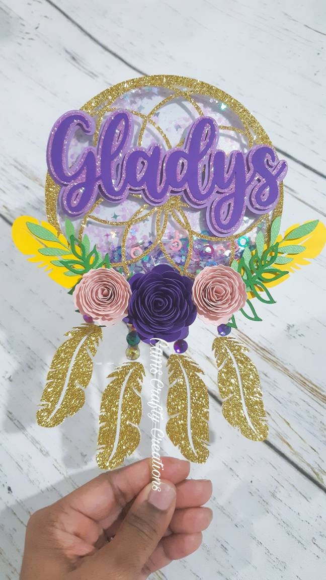 Dream catcher cake topper, dreamcatcher, cake topper, paper dream catcher, wild one