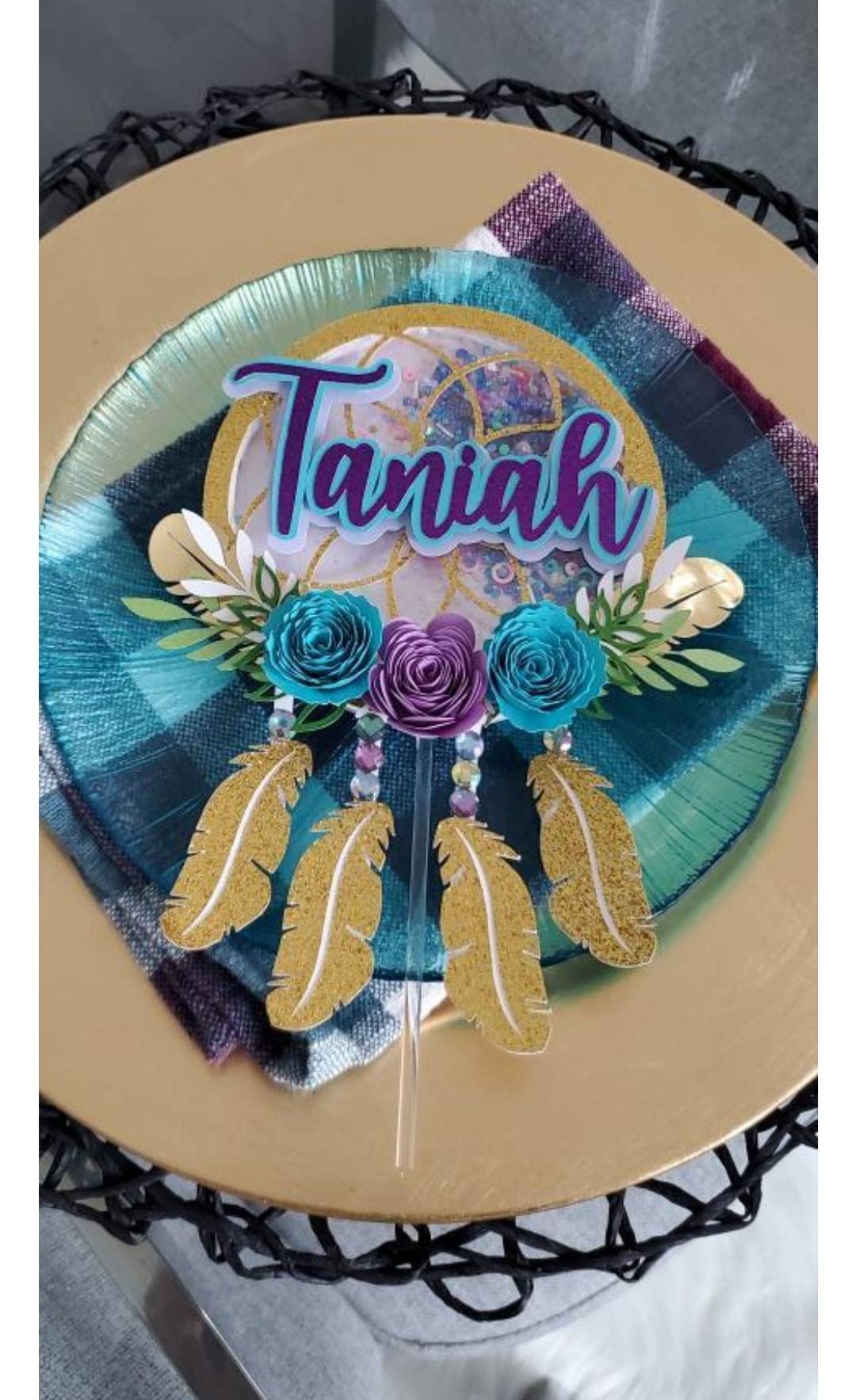 Dream catcher cake topper, dreamcatcher, cake topper, paper dream catcher, wild one