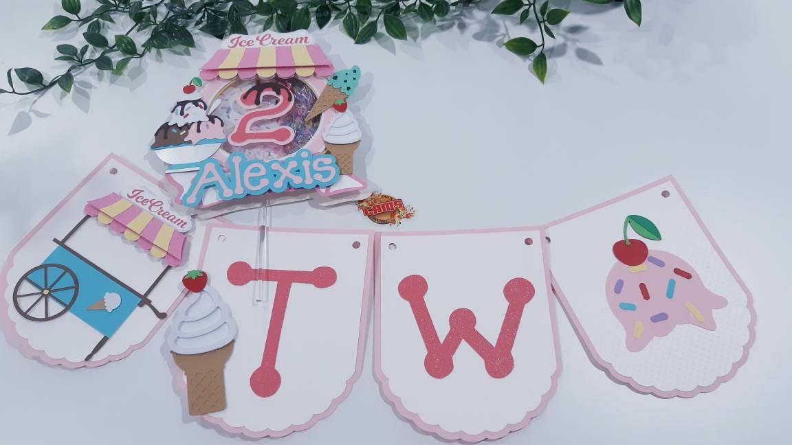 Ice Cream Birthday, Candy Land Birthday, Two Sweet Cake Topper, Two Sweet Theme Party