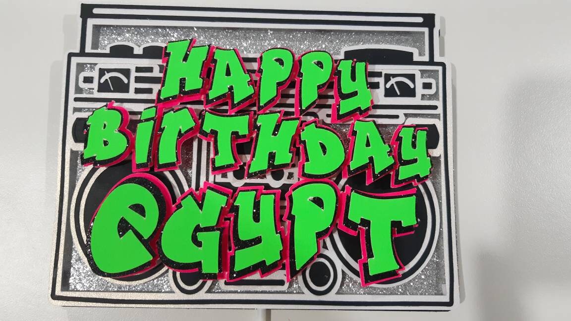 Old school theme, 90's theme party, Fresh Prince writing cake topper