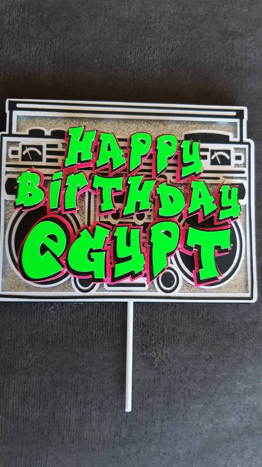 Old school theme, 90's theme party, Fresh Prince writing cake topper