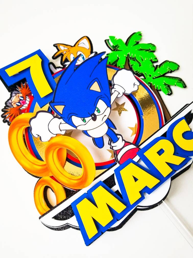Hedgehog Cake Topper, Hedgehog Sonic party decor, Sonic banner and cake topper