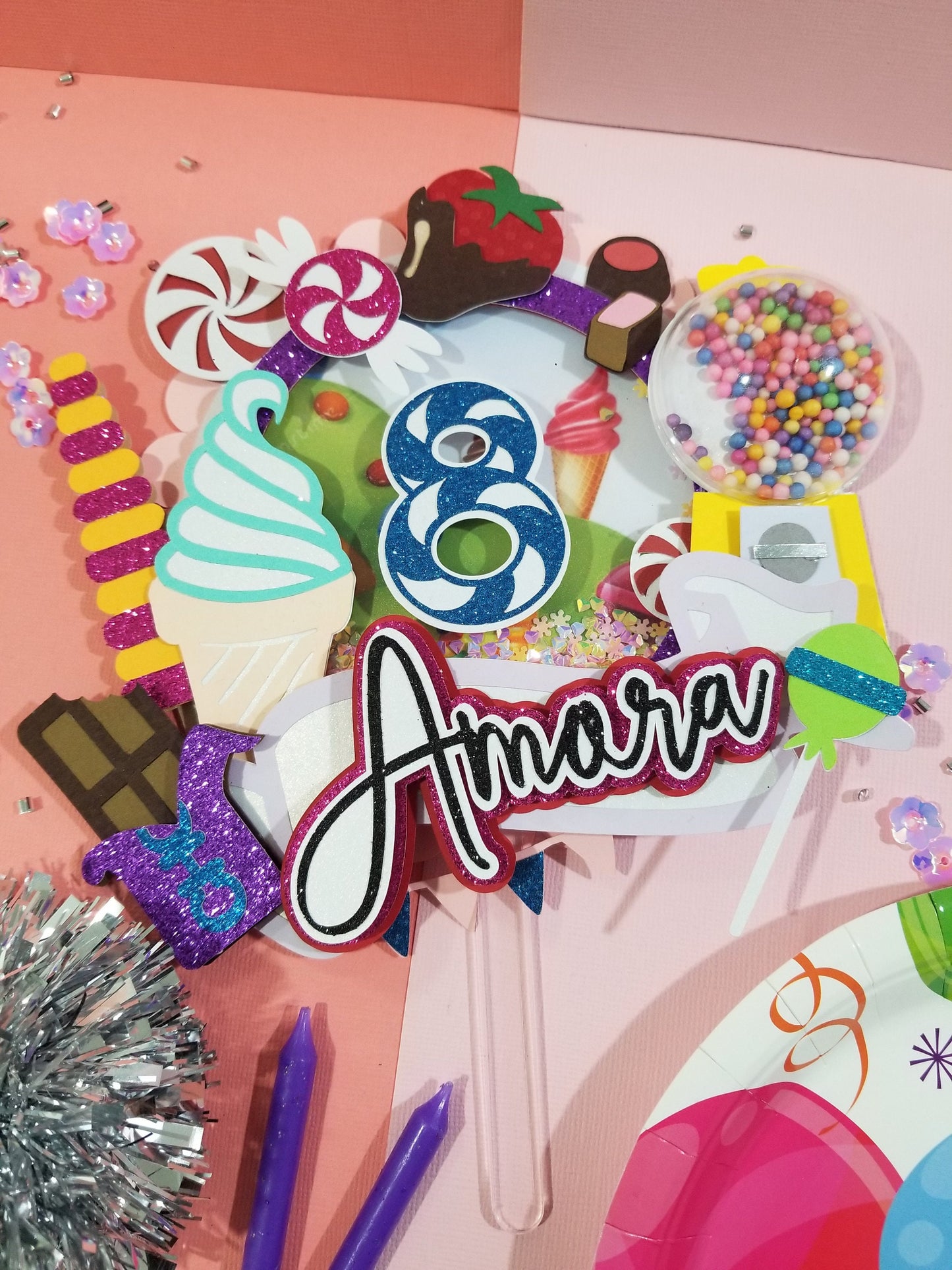 Candy Cake Topper, Two Sweet Cake Topper,