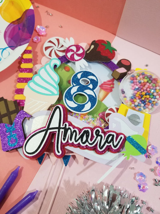 Candy Cake Topper, Two Sweet Cake Topper,